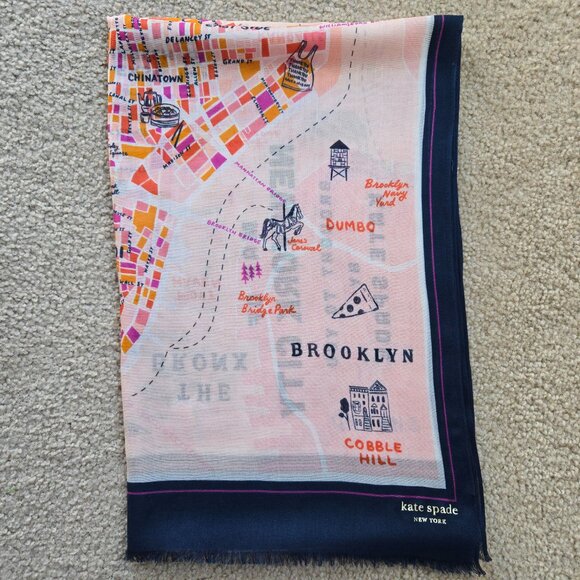 NWOT kate spade Map of Manhattan Scarf - Picture 9 of 12